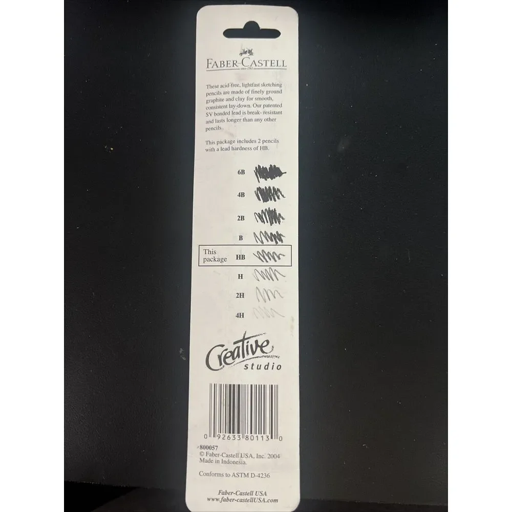 Faber Castell 2 Graphite Sketch Pencils HB 800057 Creative‎ Studio Acid Free